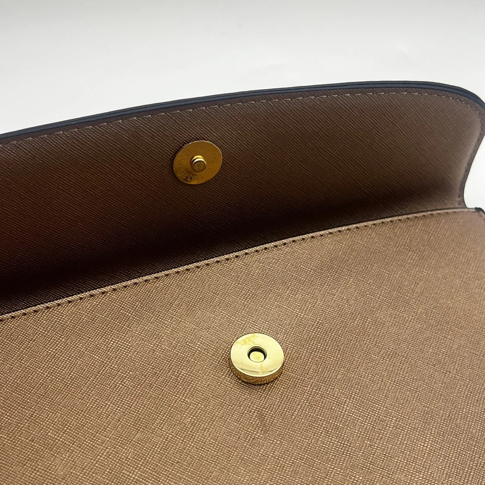 Lovevook Metallic Bronze Saffiano Vegan Leather Wristlet Clutch Bag Gold Tone
